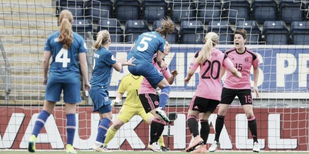 Scotland concede against Iceland last Friday. Photo: Twitter @ScottishFA