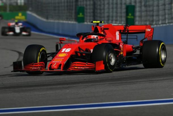 Leclerc durante el GP de Rusia (Fuente: F1)