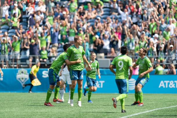 Chad Marshall set Seattle on their way to a big win | Source: Jane Gershovich-Seattle Sounders FC