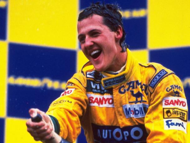 12 months on from his debut, Schumacher claimed the first of 91 wins. (Image Credit: car-throttle.com)