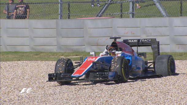 Rather naively, Pascal Wehrlein believed he could get his MRT05 out of the kitty litter. HIs team told him otherwise. (Image Credit: Formula One)