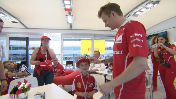 He and his Parents were taken into the paddock and he met Kimi Raikkonen. (Image Credit: Formula 1)