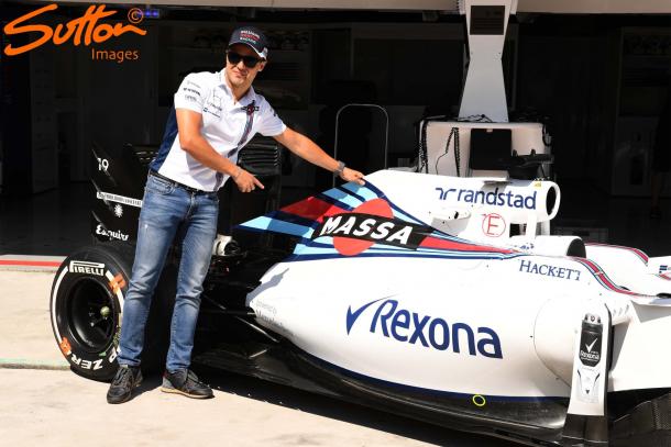 ====For his last race at home, Williams sponsor, Martini, have changed thei iconic logo in tribute to Felipe Massa. (Sutton Images)
