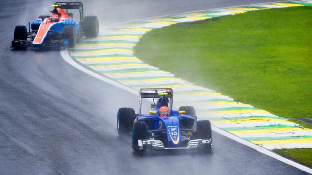 Felipe Nasr's ninth place finish in the Brazilian GP, leapforgged Sauber ahead of Manor in the consructor standings. (Image Credit: Sky Sports)
