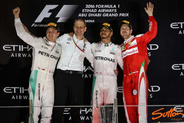 A visibly emotional Rosberg overcame Hamilton's dubious tactics, a feat which in itself was good enough to take the title. (Sutton Images)