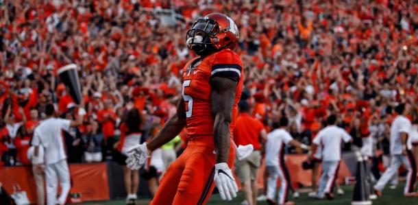 Ke'Shawn Vaughn finds the endzone just 85 seconds into the game-University of Illinois
