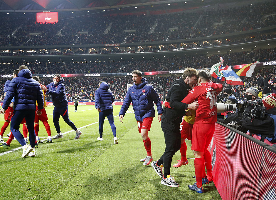 Los rojiblancos celebrando el gol de Hermoso en el Metropolitano | Foto: Atlético de Madrid
