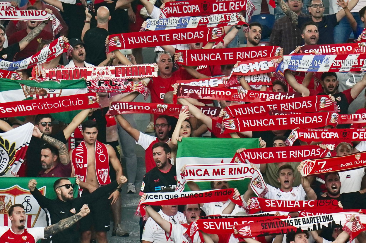 La afición del Sevilla desplazada en el último partido | Foto: Sevilla FC