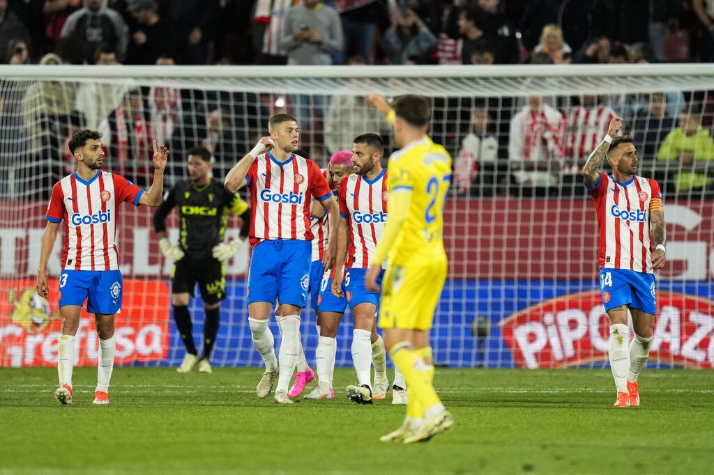 Celebración en un gol del Girona / Foto: Diario de Cádiz