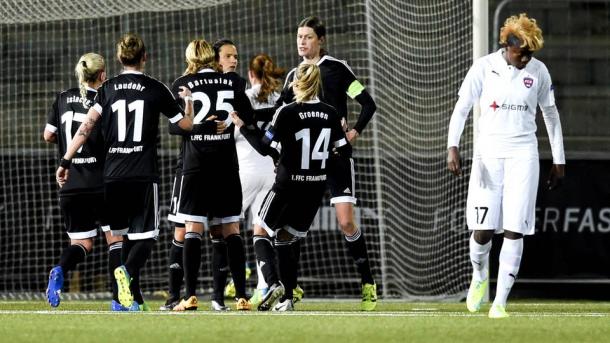 Lundgren was picking the ball out of the back of her net as Frankfurt beat Rosengård 1-0 last week. (Photo: hessenschau.de)