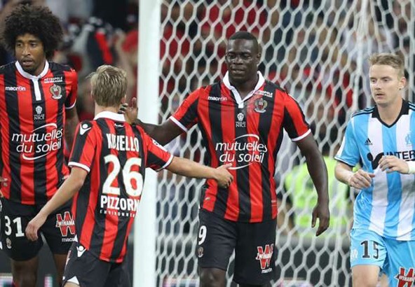 Balotelli celebrates during his two goals against Marseille at the weekend | Photo: Getty