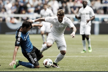 Andres Imperiale and Dom Dwyer battle for a ball in last Sunday's San Jose win Photo Courtesy of Cary Edmondson/ USA Today Sports