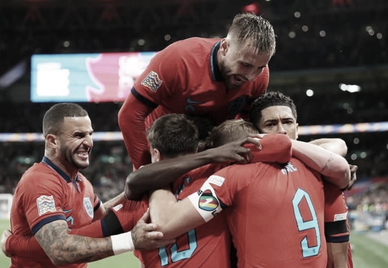 Inglaterra festejando un gol / Fuente: Selección inglesa