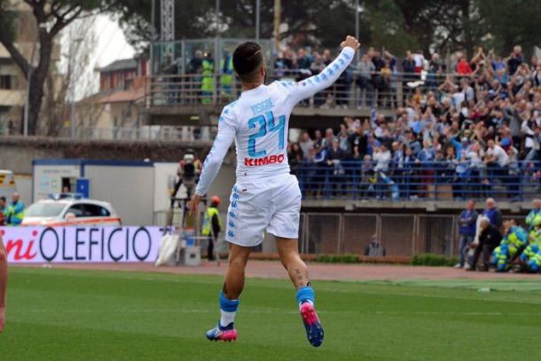 Insigne celebrando el 0-3 / Foto: SCC Napoli