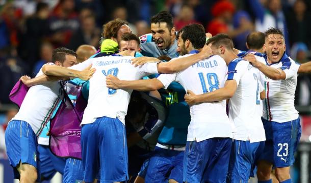 La azzurra celebrando el triunfo frente a Bélgica. Foto: euro2016.com