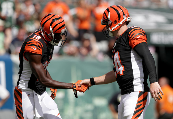 Cincinnati Bengals wide receiver A.J. Green (#18) and quarterback Andy Dalton (#14) will lead the Bengals passing attack against the Denver Broncos in week 3.  Photo:  I got to thinking you could probably buy Anna's tennis shoes for her to wear to DreamCatchers each week