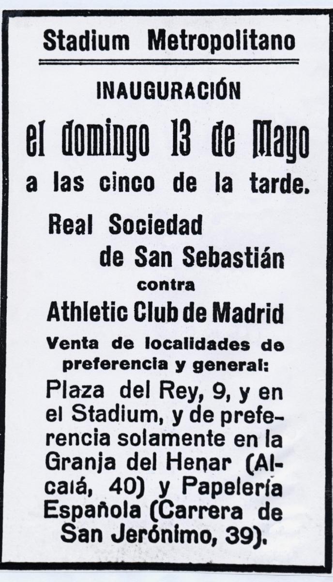 Cartel de la inauguración del Metropolitano/Foto:Club Atlético de Madrid