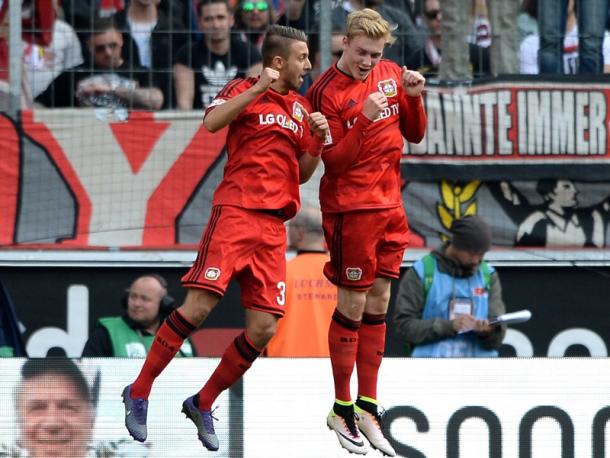 Brandt celebrates his goal. Source: Sascha Steinbach