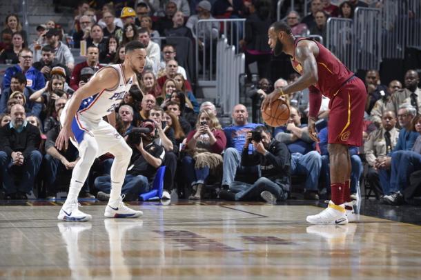 Generations face off when James led his Cavaliers against Ben Simmons of the Philadelphia 76ers. Photo: David Liam Kyle/NBAE/Getty Images.