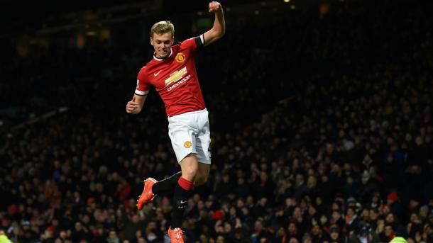 Wilson celebrates scoring for the first-team against Cambridge back in January. (Picture: www.goal.com)