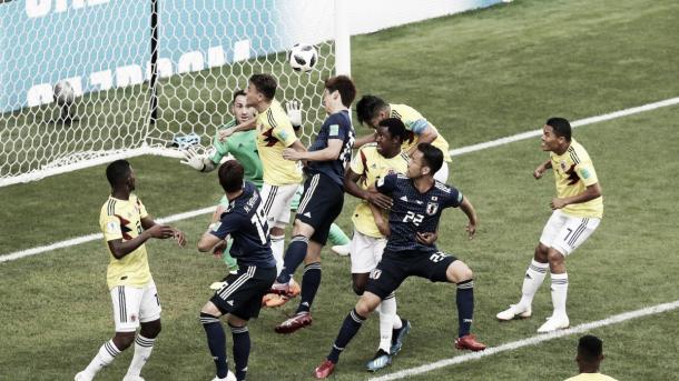 Japón y Colombia en el primer encuentro de la fase de grupos (2-1). | Foto: FIFA