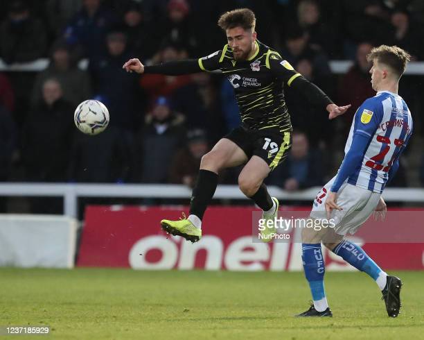​​​​​​​ <strong><a  data-cke-saved-href='https://www.vavel.com/en/football/2023/03/20/1141287-torquay-united-vs-dagenhamredbridge-national-league-preview-gameweek-38-2023.html' href='https://www.vavel.com/en/football/2023/03/20/1141287-torquay-united-vs-dagenhamredbridge-national-league-preview-gameweek-38-2023.html'>Aaron Jarvis</a></strong> of Scunthorpe United in action with Tom Crawford of Hartlepool United during the Sky Bet League 2 match between Hartlepool United and Scunthorpe United at Victoria Park, Hartlepool on Saturday 11th December 2021. (Photo by Mark Fletcher/MI News/NurPhoto via Getty Images)