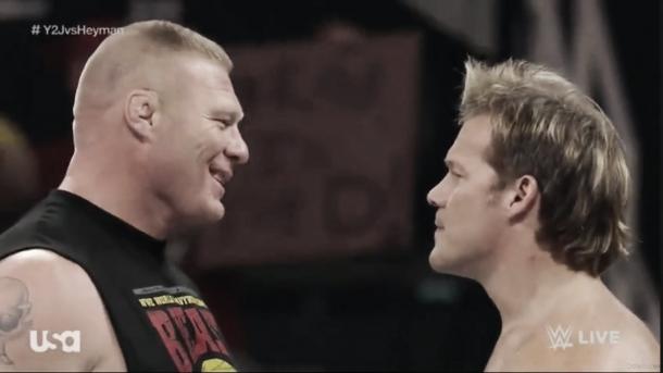 Chris Jericho came face to face with Lesnar backstage (image: stillrealtous.com)