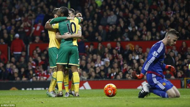 Norwich celebrate their opener (photo: reuters)