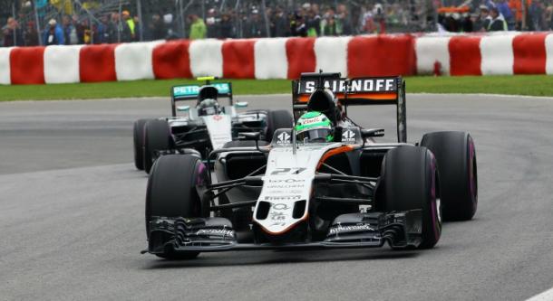 Nico Hülkenberg, por delante de Nico Rosberg durante el GP de Canadá | Fuente: Force India