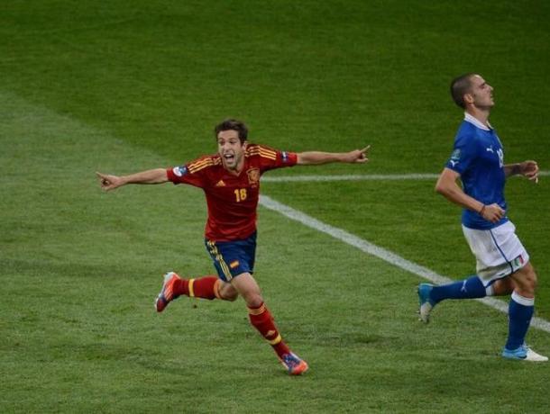 Jordi Alba tras anotar el segundo gol de la final de la Eurocopa 2012 | Fuente: Mundo Deportivo
