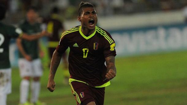 Josef Martinez in action for Venezuela, wearing number 17. (Source: ESPN FC)