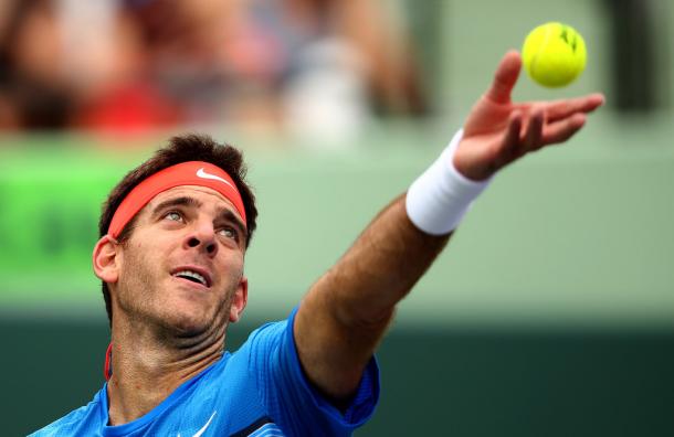 Del Potro serving in Miami, Photo Courtesy: AP 