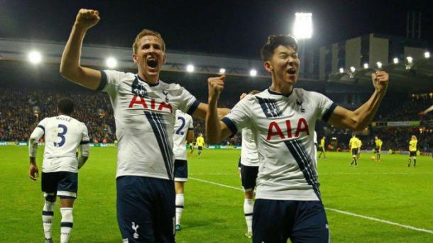 Kane and Son celebrate against Watford (photo: getty)