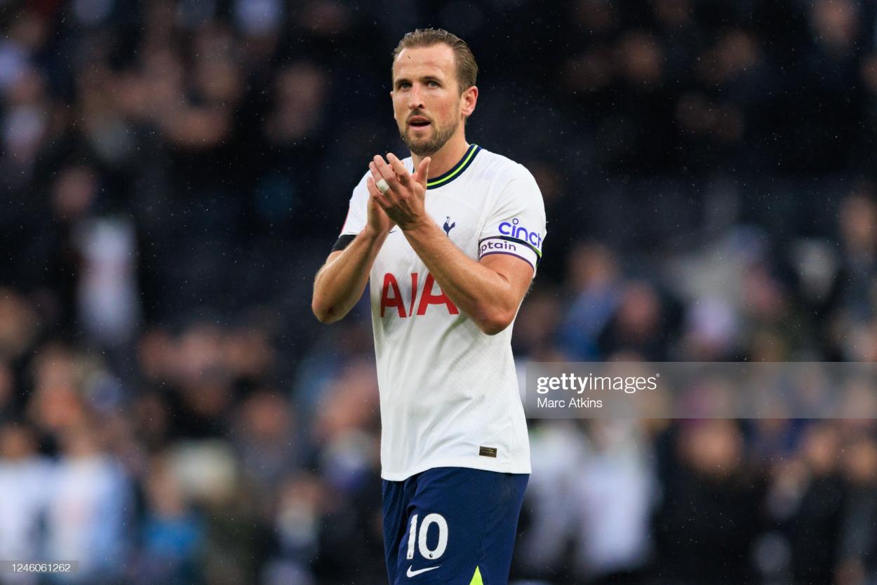 Harry Kane applauds the crowd after the win against Portsmouth. (Photo by Marc Atkins/Getty Images)