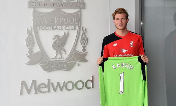 Karius pictured with the No.1 shirt he will wear next season for the Reds. (Picture: Liverpool FC)