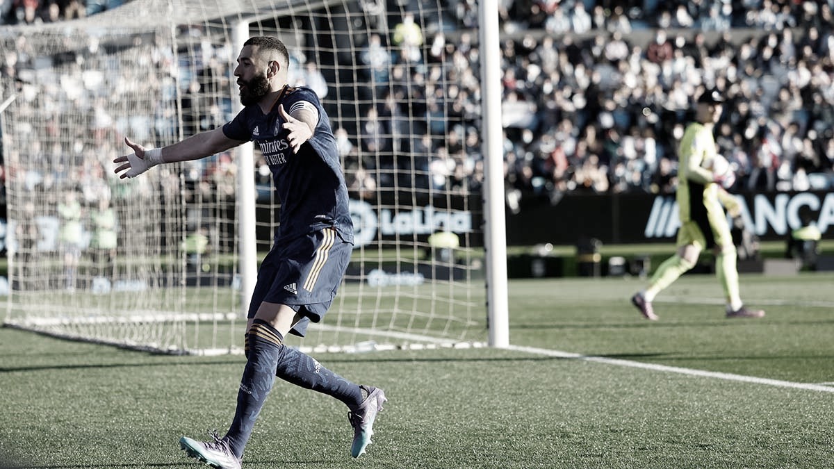 Karim Benzema celebra el segundo gol frente al Celta. Foto: @realmadrid