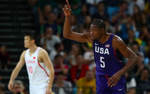 Kevin Durant (5) continues to be the team leader. Photo: Elsa/Getty Images