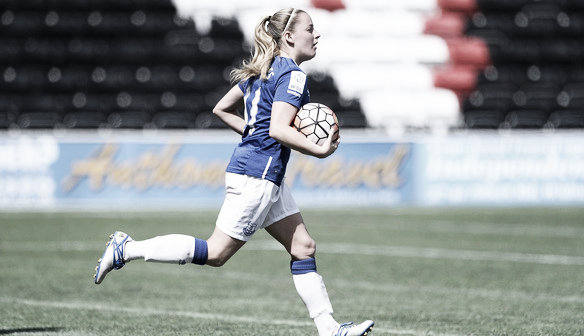 Everton's Kelly Jones after equalising against Millwall. Photo: http://everton.fawsl.com/