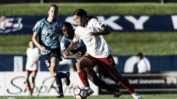 Sam Kerr with the Chicago Red Stars at Yurcak Field in Piscataway, NJ on July 7, 2018 | Photo: NWSLsoccer.com