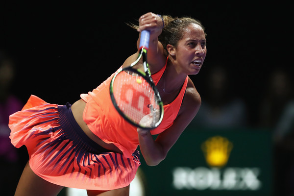 Keys competing in her Round Robin match with Halep (Photo by Julian Finney / Getty Images)