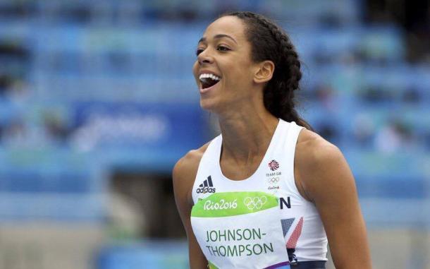 Johnson-Thompson reacts to breaking the british record after a jump of 1.98 | Source: getty