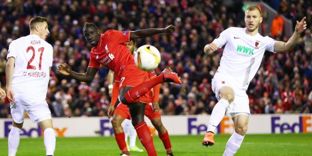 Klavan in action at Anfield for Augsburg last February. (Picture: Getty Images)