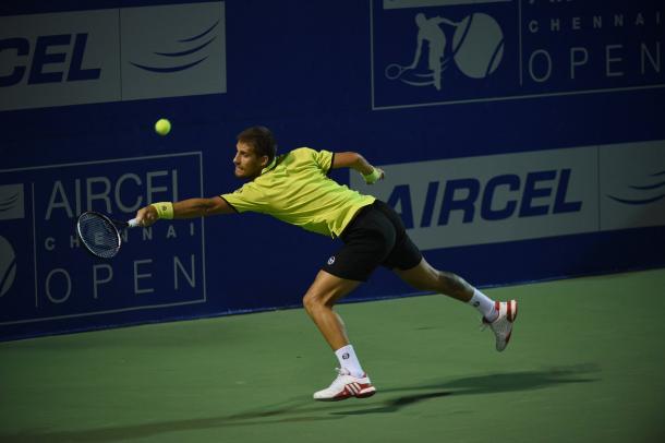 Klizan competing against Bedene in Chennai (Source: @chennaiopen)