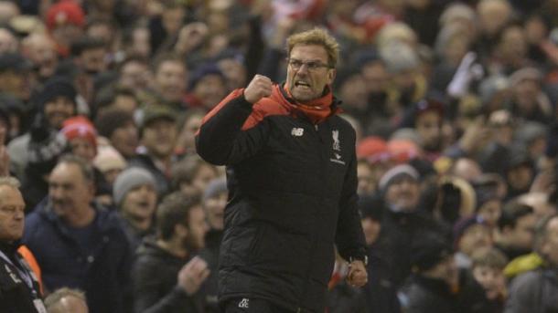 An ever-passionate Klopp celebrates Liverpool's late equaliser in a 2-2 draw with West Brom in December. (Picture: www.theweek.co.uk)