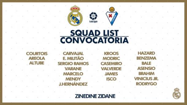 Os jogadores convocados para a partida (Arte: Real Madrid CF)