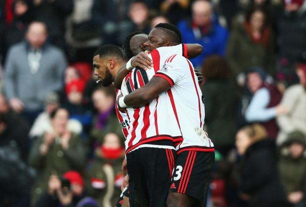 Kone celebrates his winner, which was assisted by his fellow new signing (photo: mirror)