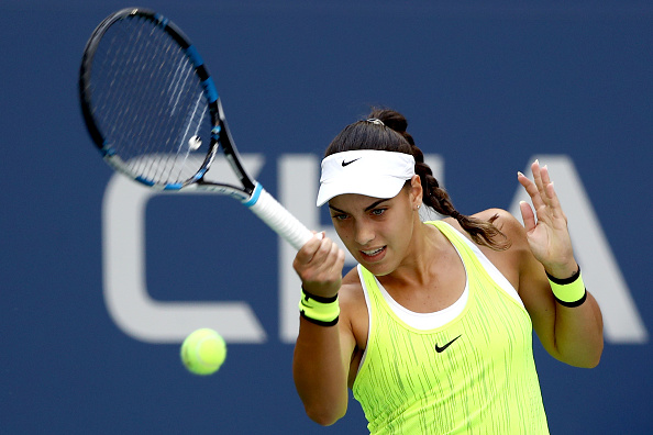 Konjuh competing in her quarterfinal match (Photo by Al Bello / Getty Images)