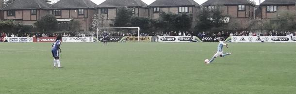 Asllani delivering one of many free kicks | Credit: Sophie Lawson