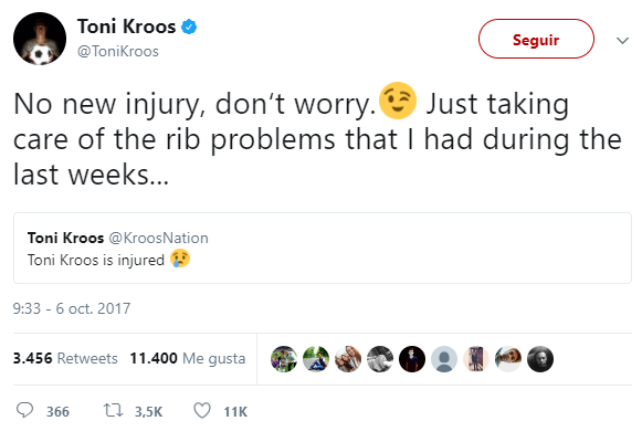 Kroos, en su Twitter