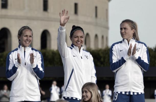Simon and Kristie Mewis (right) are teamates again in Houston. l picture: Stephanie Yang